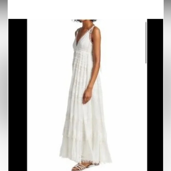 NWOT Rococo Sand Cia Tie-Shoulder White Maxi Dress Size Small MSRP $595 - Picture 4 of 10